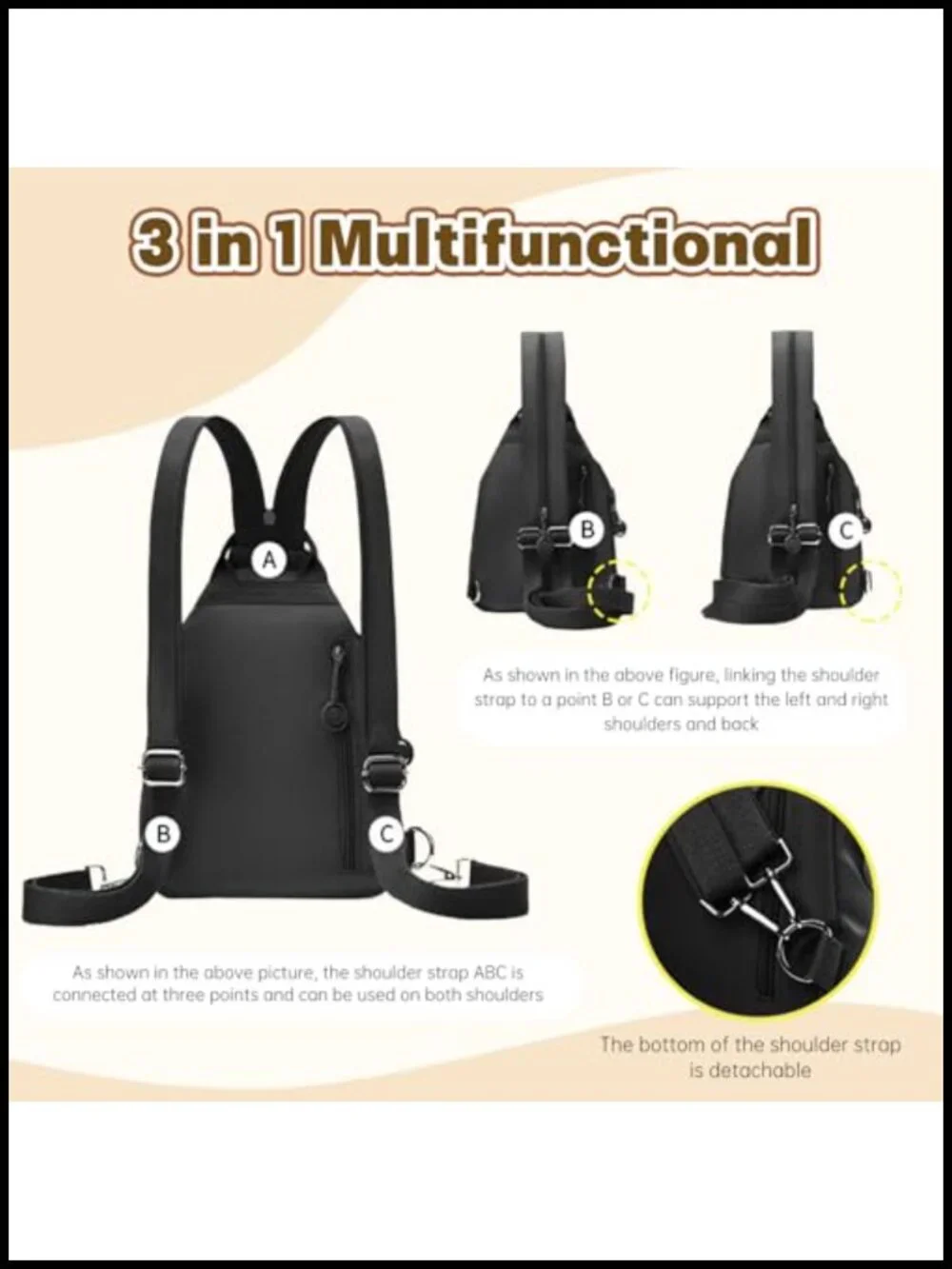 Mini Commuter Backpack, Convertible Oxford Cloth Anti-Theft Bag